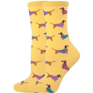 Socksmith Women's Haute Dog Crew Socks, Mimosa Yellow