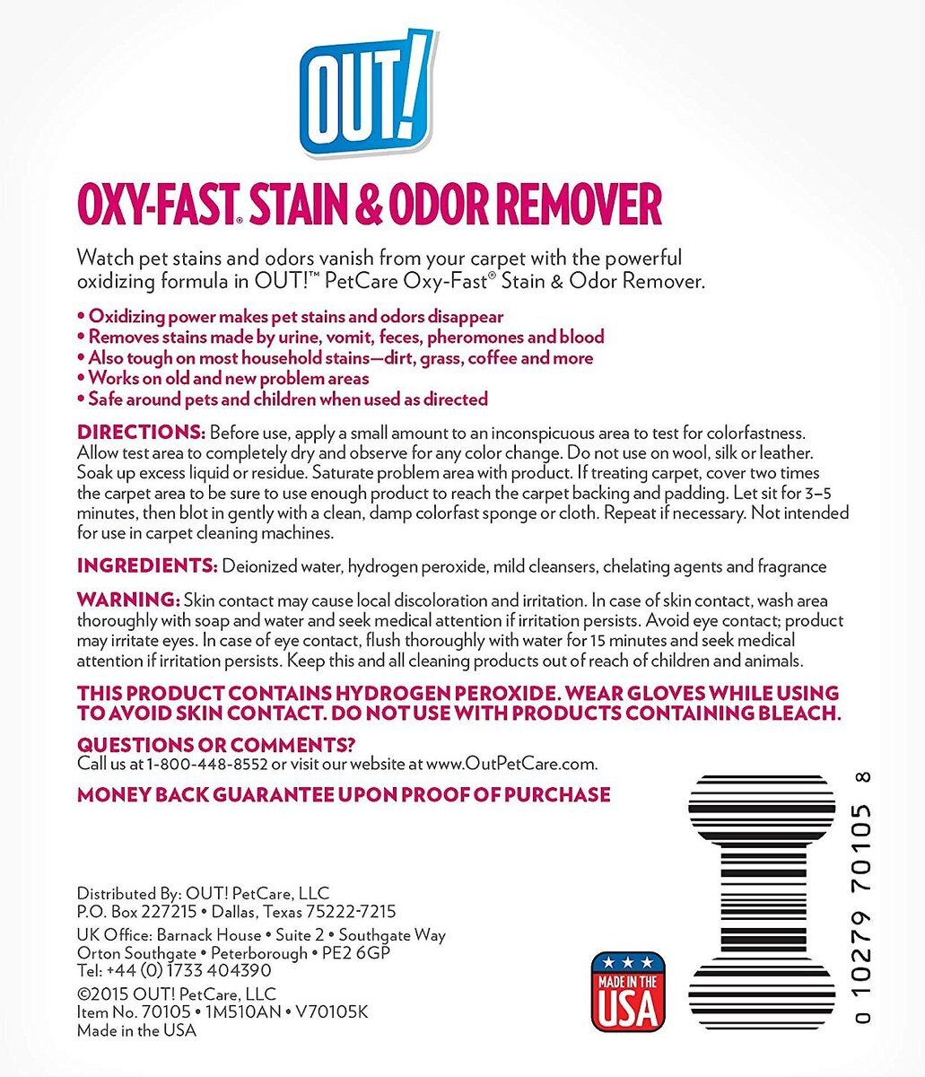 OUT! Oxy Fast Activated Pet Stain & Odor Remover, 32oz bottle