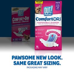 OUT! Disposable Female Dog Diapers, Extra Small/Small: 13 to 18-in waist, 16 count slide 2 of 8