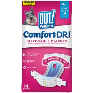 OUT! Disposable Female Dog Diapers, Medium/Large: 18 to 25-in waist, 14 count
