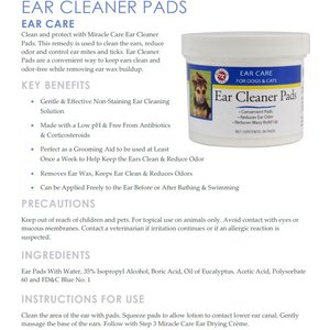 Miracle Care Ear Cleaner Pads for Dogs & Cats, 90 count