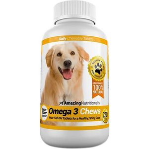 Amazing Nutritionals Omega 3 Chews Pure Fish Oil Daily Dog Supplement, 120 count