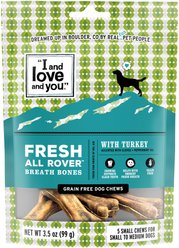 I and Love and You Fresh All Rover Breath Bones Grain-Free Small Dental Dog Treats, 5 count