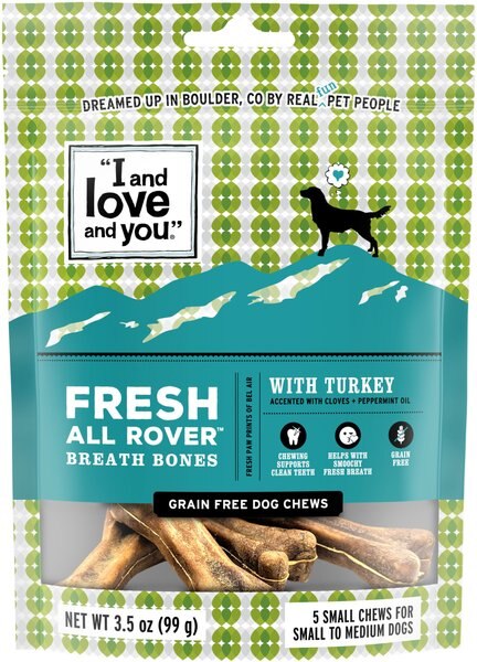 I and Love and You Fresh All Rover Breath Bones Grain-Free Small Dental Dog Treats, 5 count