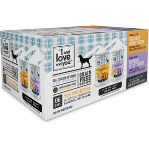 I and Love and You Cluckin' Good and Gobble it Up Stew Grain-Free Combo Pack Canned Dog Food, 13-oz, case of 6