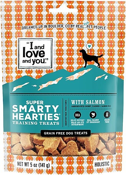 I and Love and You Super Smarty Hearties Grain-Free Salmon Dog Treats, 5-oz bag slide 1 of 8