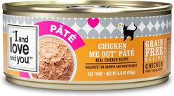 I and Love and You Chicken Me Out Pate Grain-Free Canned Cat Food, 5.5-oz, case of 12