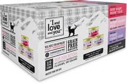 I and Love and You Variety Pack Wholly Cow!, Savory Salmon and Purrky Turkey Pate Canned Cat Food, 3-oz, case of 12