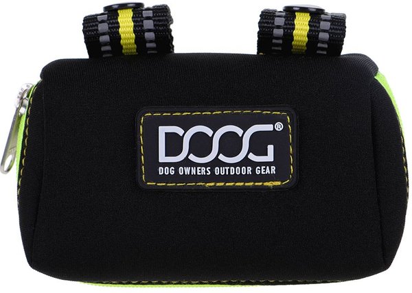 DOOG Walkie Dog Pouch Bolt Neon Dog Poop Bag Dispenser, Black/Yellow