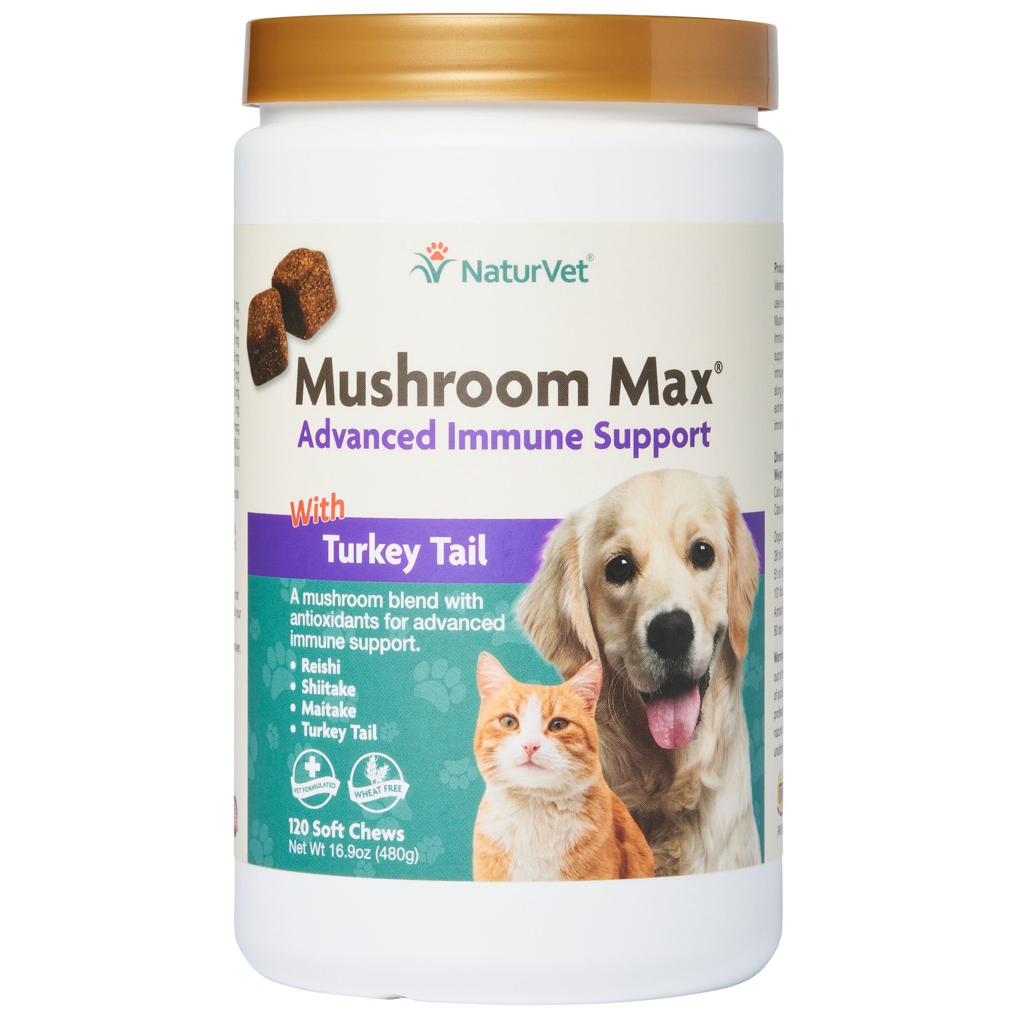 NATURVET Mushroom Max with Turkey Tail Soft Chews Immune Supplement for