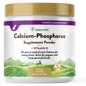 NaturVet Calcium-Phosphorus Plus Vitamin D Powder Joint Supplement for Dogs, 1-lb