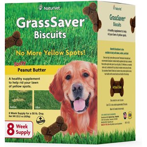 NaturVet GrassSaver Biscuits Peanut Butter Flavored Lawn Protection Supplement for Dogs, 22.2-oz box
