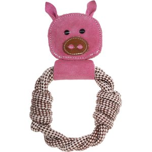 DOOG Country Tails Pig Head Rope Ring Dog Chew Toy, Pink