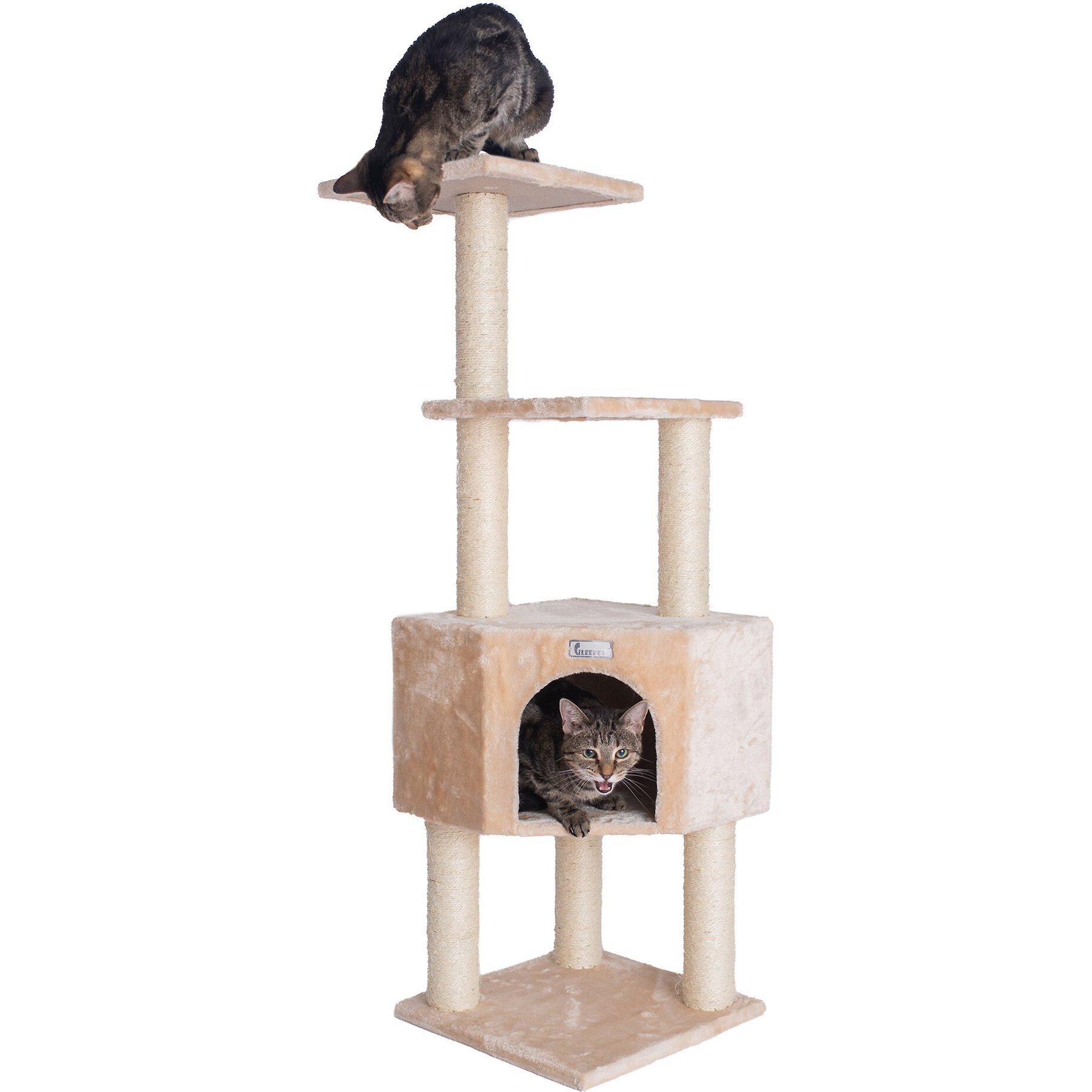 GleePet Faux Fur Covered, Real Wood Cat Tree & Condo