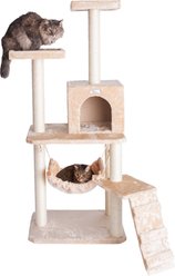 GleePet Faux Fur Covered, Real Wood Cat Tree & Condo, Beige, 57-in