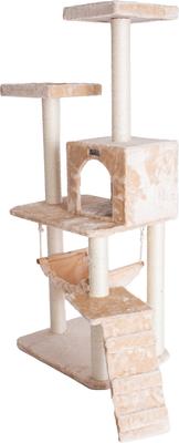 Show full view: GleePet Faux Fur Covered, Real Wood Cat Tree & Condo, Beige, 57-in slide 7 of 13