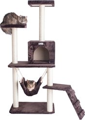 GleePet Faux Fur Covered, Real Wood Cat Tree & Condo, Brown, 57-in slide 1 of 9