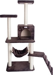 GleePet Faux Fur Covered, Real Wood Cat Tree & Condo, Brown, 57-in slide 2 of 9
