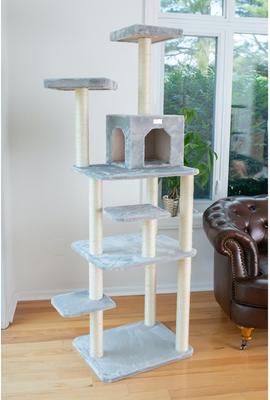 Show full view: GleePet 74-in Faux Fur Cat Tree & Condo, Silver Gray slide 3 of 12