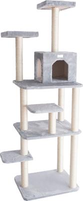 Show full view: GleePet 74-in Faux Fur Cat Tree & Condo, Silver Gray slide 5 of 12