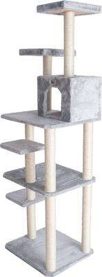 Show full view: GleePet 74-in Faux Fur Cat Tree & Condo, Silver Gray slide 6 of 12