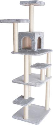Show full view: GleePet 74-in Faux Fur Cat Tree & Condo, Silver Gray slide 7 of 12