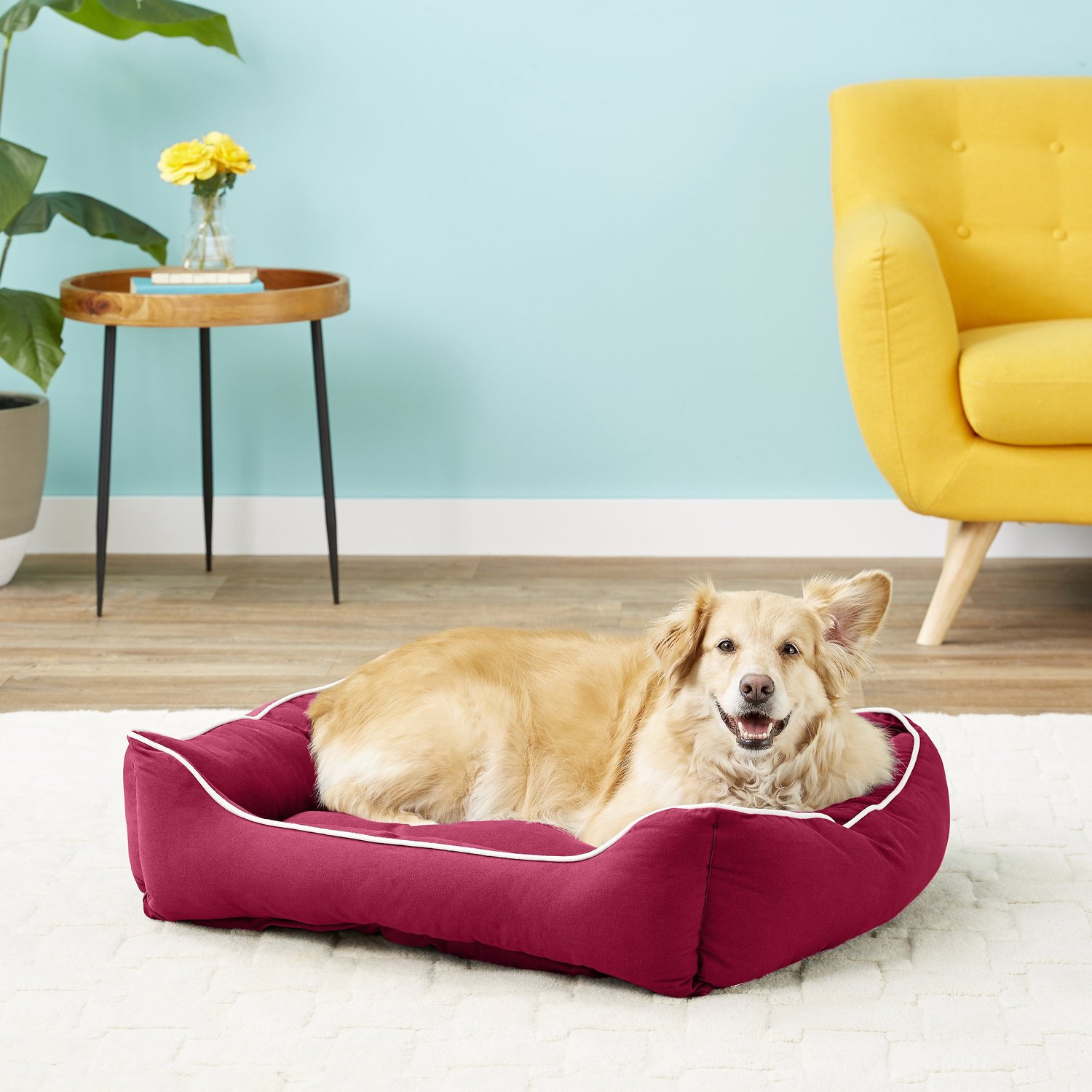 DOG GONE SMART RepelzIt Bolster Cat & Dog Bed w/Removable Cover, Berry