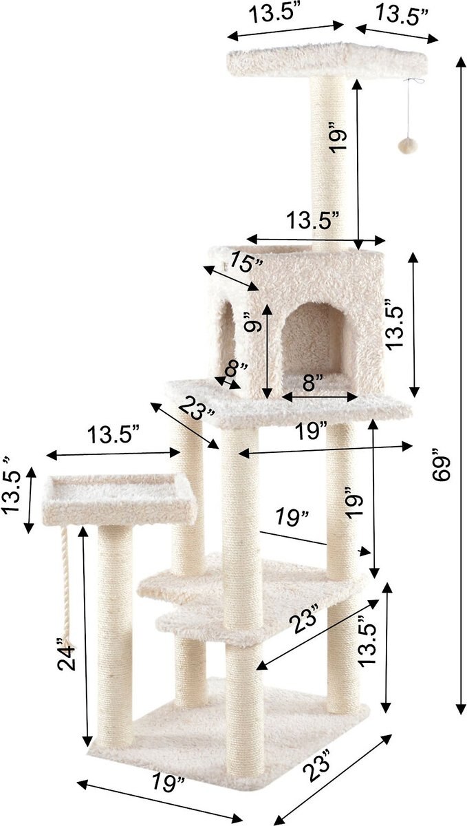 ARMARKAT 69in Faux Fur Cat Tree & Condo, Beige