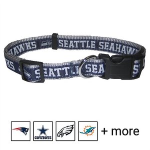 Pets First NFL Nylon Dog Collar, Seattle Seahawks, X-Large: 22 to 32-in neck, 1 1/4-in wide