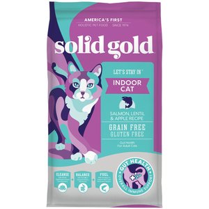 Solid Gold Let's Stay In Salmon, Lentil & Apple Recipe Adult Grain-Free Indoor Dry Cat Food, 3-lb bag