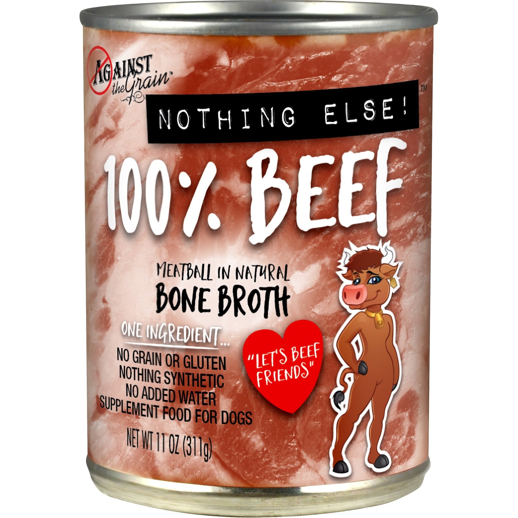 Against the Grain Against the Grain Nothing Else! Beef Recipe Limited Ingredient Diet Wet Dog Food, 11-oz can, case of 12