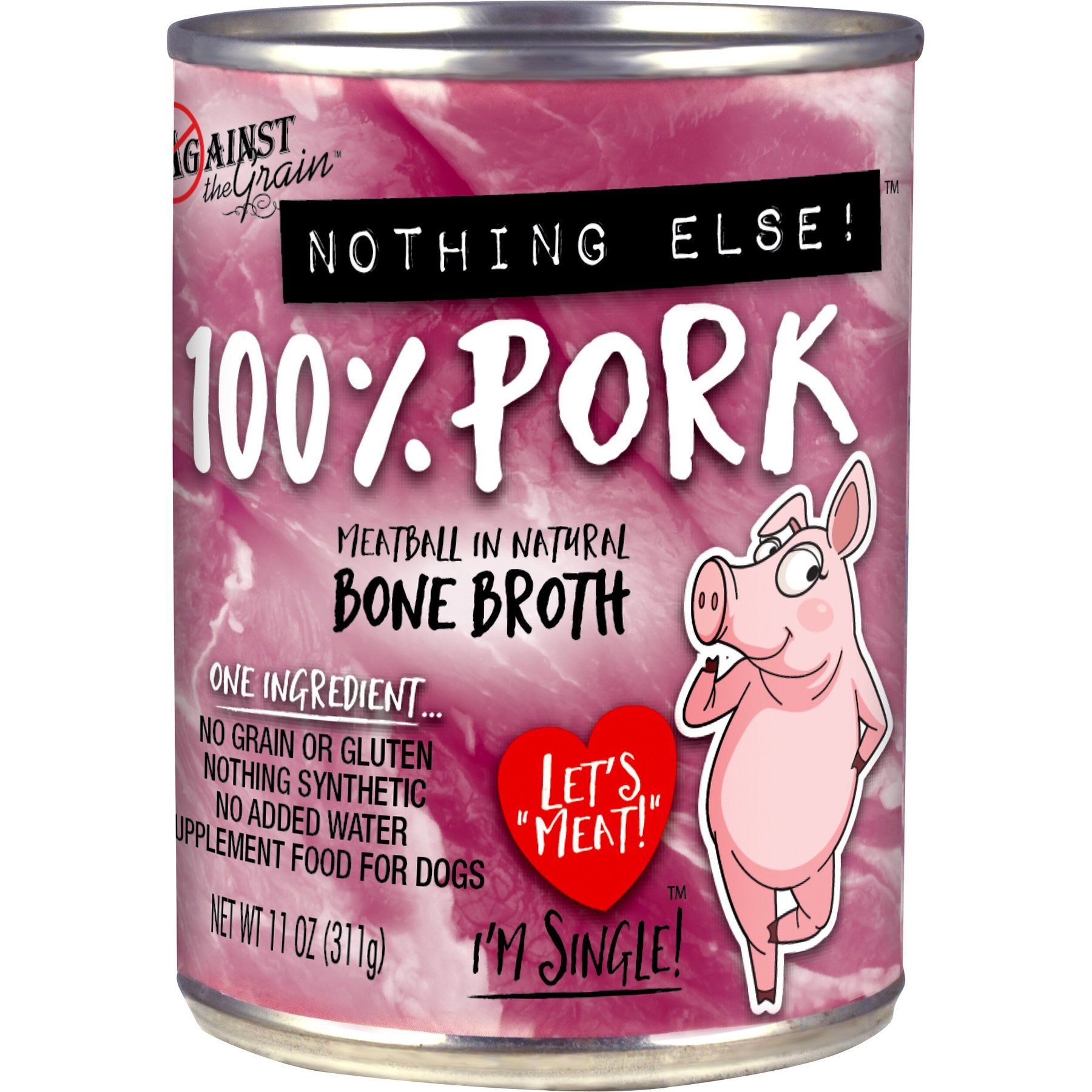 Against the Grain Nothing Else! Pork Recipe Limited Ingredient Diet Wet Dog Food, 11-oz can, case of 12