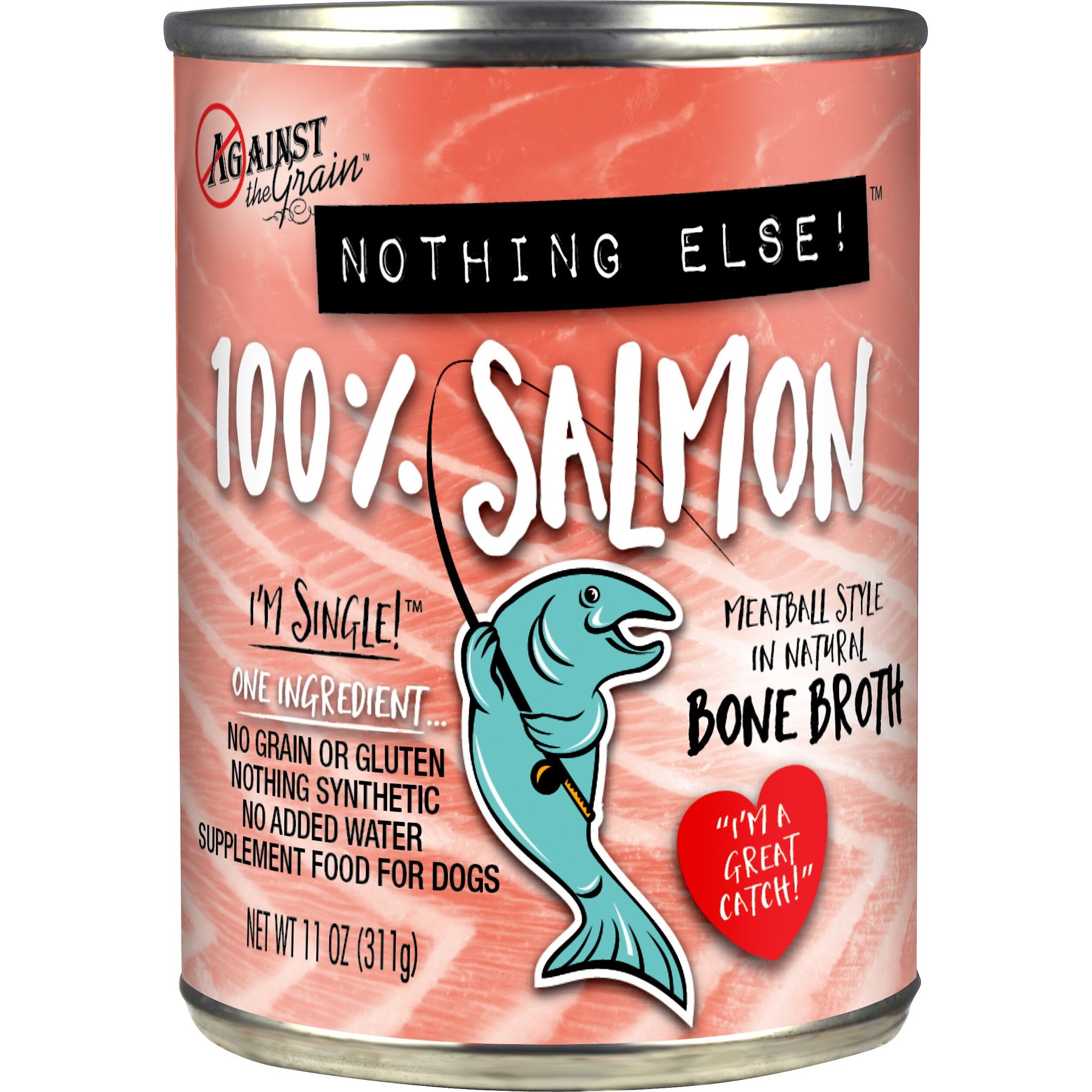 Against the Grain Nothing Else! Salmon Recipe Limited Ingredient Diet Wet Dog Food, 11-oz can, case of 12