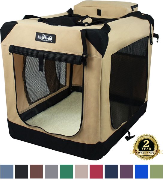 EliteField 3-Door Collapsible Soft-Sided Dog Crate, Beige, 20 inch slide 1 of 11