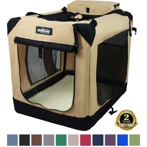 EliteField 3-Door Collapsible Soft-Sided Dog Crate, Beige, 20 inch