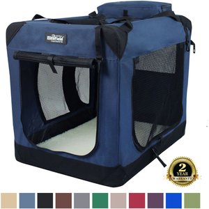 EliteField 3-Door Collapsible Soft-Sided Dog Crate, Blue, 24 inch