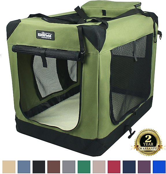 EliteField 3-Door Collapsible Soft-Sided Dog Crate, Sage Green, 30 inch slide 1 of 11