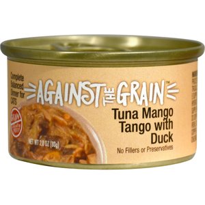 Against the Grain Tuna Mango Tango with Duck Dinner Grain-Free Wet Cat Food, 2.8-oz, case of 24