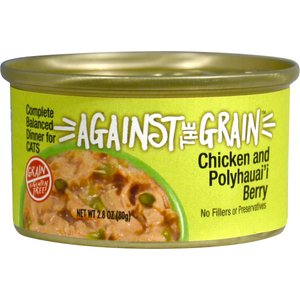 Against the Grain Chicken & Polyhauai'i Berry Dinner Grain-Free Wet Cat Food, 2.8-oz, case of 24