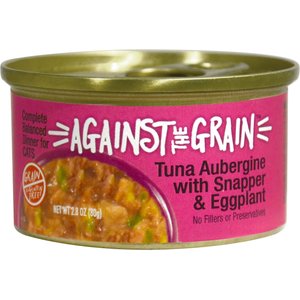 Against the Grain Tuna Aubergine with Snapper & Eggplant Dinner Grain-Free Wet Cat Food, 2.8-oz, case of 24