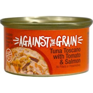 Against the Grain Tuna Toscano with Tomato & Salmon Dinner Grain-Free Wet Cat Food, 2.8-oz, case of 24