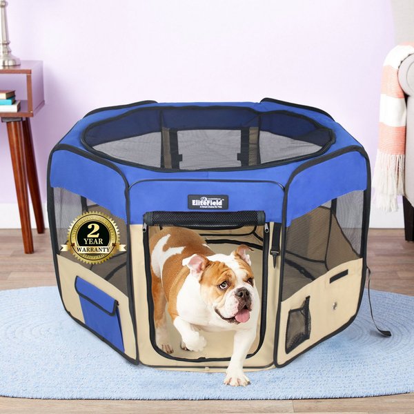 ZAMPA Pet Folding Softsided Dog & Cat Playpen, Blue, Medium