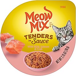 Meow Mix Tenders in Sauce with Real Salmon & Crab Wet Cat Food, 2.75-oz, case of 12