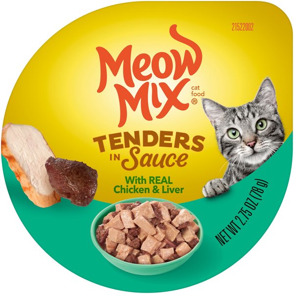 Meow Mix Tenders in Sauce with Real Chicken & Liver Wet Cat Food, 2.75-oz, case of 12 slide 1 of 10