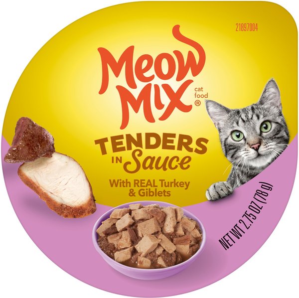 Meow Mix Tenders in Sauce with Real Turkey & Giblets Wet Cat Food, 2.75-oz, case of 12 slide 1 of 7