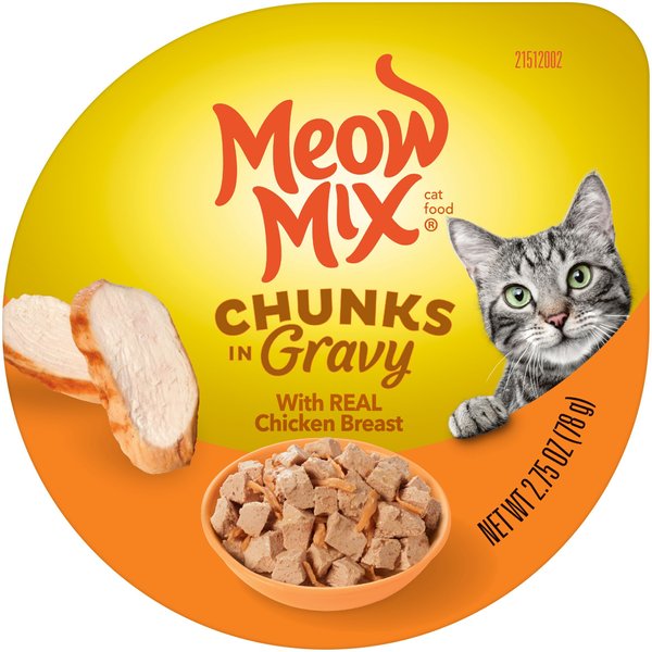 Meow Mix Chunks in Gravy with Real Chicken Breast Wet Cat Food, 2.75-oz, case of 12 slide 1 of 10