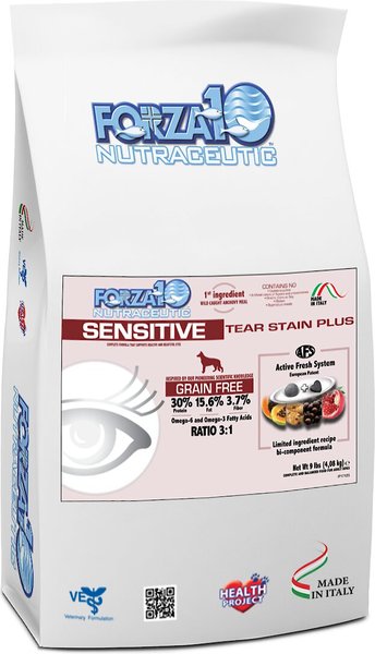 Forza10 Nutraceutic Sensitive Tear Stain Plus Grain-Free Dry Dog Food, 9-lb bag slide 1 of 4