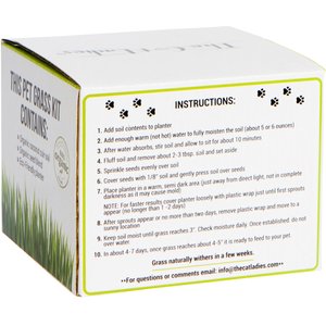 The Cat Ladies Organic Pet Grass Grow Kit with Planter, White