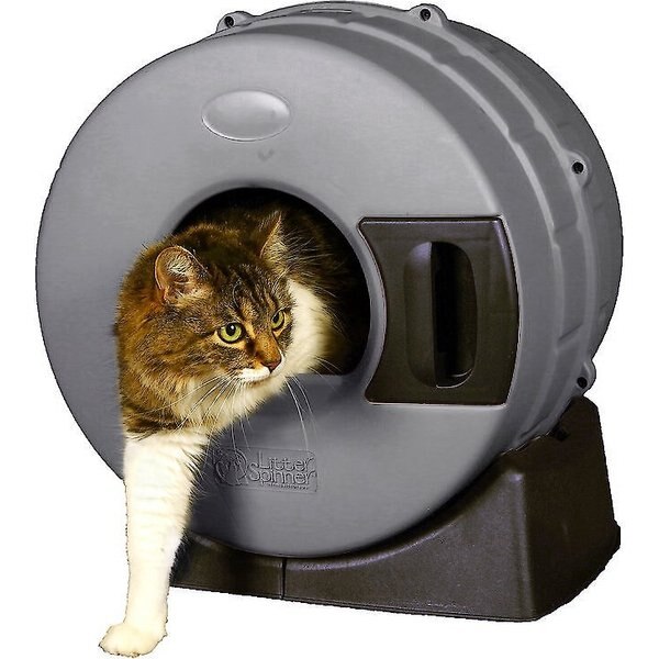 LITTER SPINNER Cat Litter Box for Small Cats, Recycled Gray