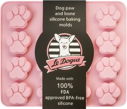 Le Dogue Dog Paws & Bones Silicone Baking Molds with Recipe Booklet, 2-pack